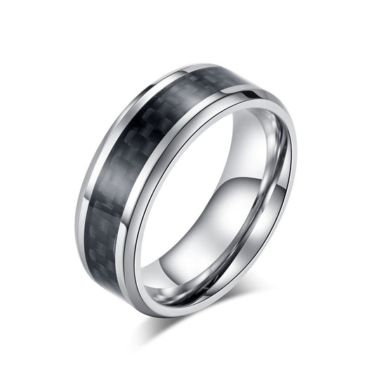 Titanium steel ring with carbon fiber - Modern men's jewelry - Lightweight &amp; high-strength men's ring