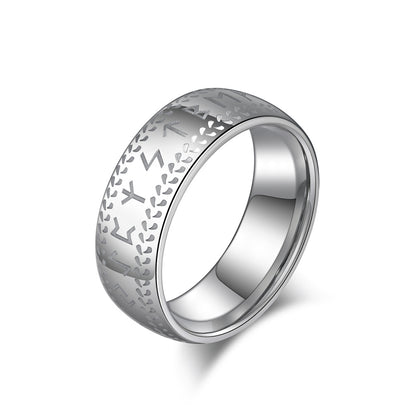 Nordischer Wikinger-Ring aus Wolfram – Mit alten Runen & cleanem Design