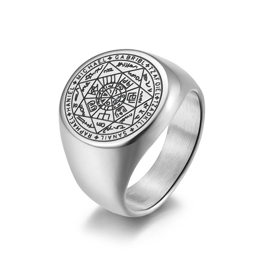 Mystical Seven-Pointed Star Ring - Titanium steel men's ring with esoteric design