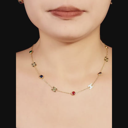 Elegant zircon jewelry set (necklace + bracelet) made of steel - PVD gold-plated in 2 colors | Gold &amp; silver | High-quality women's jewelry gift