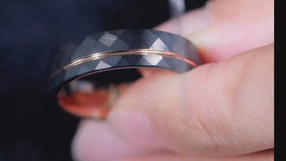 Tungsten steel diamond pattern couple rings by PIOWNN®