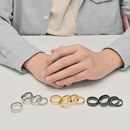 Simple titanium steel ring - High-quality shiny in black &amp; steel colors - 18K gold plating - Unisex design - Fine jewelry for women &amp; men