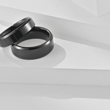 Wolframcarbid-Ring mit doppeltem Schrägschnitt – Hochglanz & Zeitlos