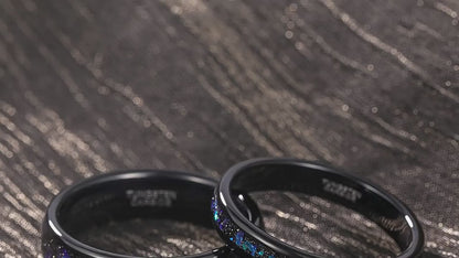 Wolfram-Partnerringe mit blauer Opal-Einlage