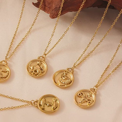 Elegant zodiac medallion with relief – timeless unisex necklace classic